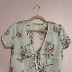 Liberty Floral Print Women's Top - White and Pink